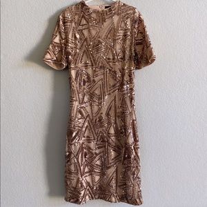 Forever 21 Beaded Triangle Champagne Party Dress